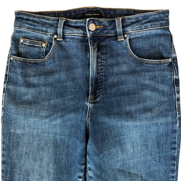 Universal Standard Donna High Rise Curve Straight Leg Jeans Stonewash Indigo - Picture 2 of 7